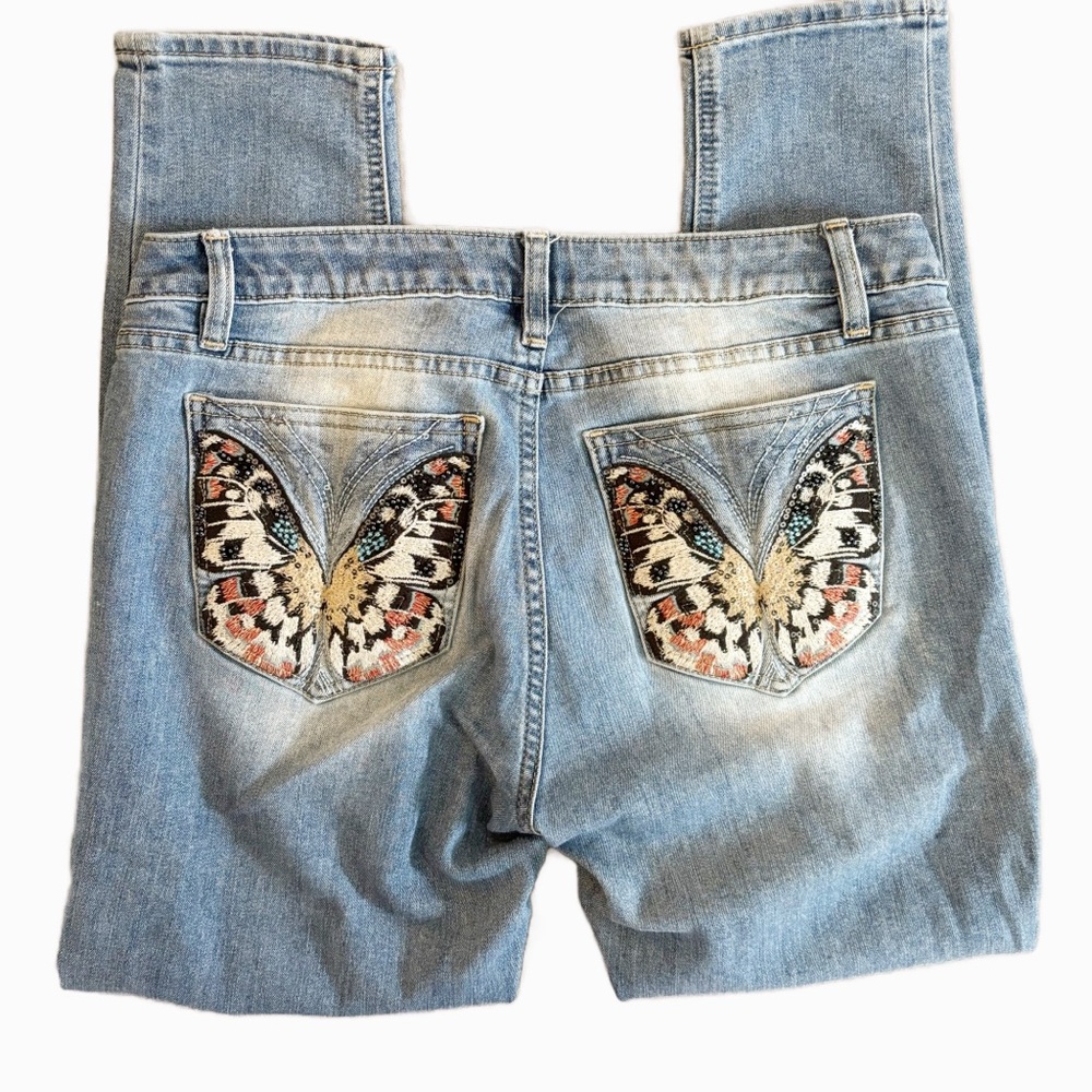 Miss Me Ankle Skinny Jeans Size 29 Butterfly pockets